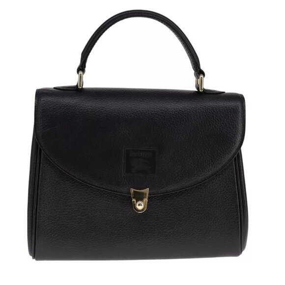 Burberrys Hand Bag Leather Black Auth - Picture 2 of 16